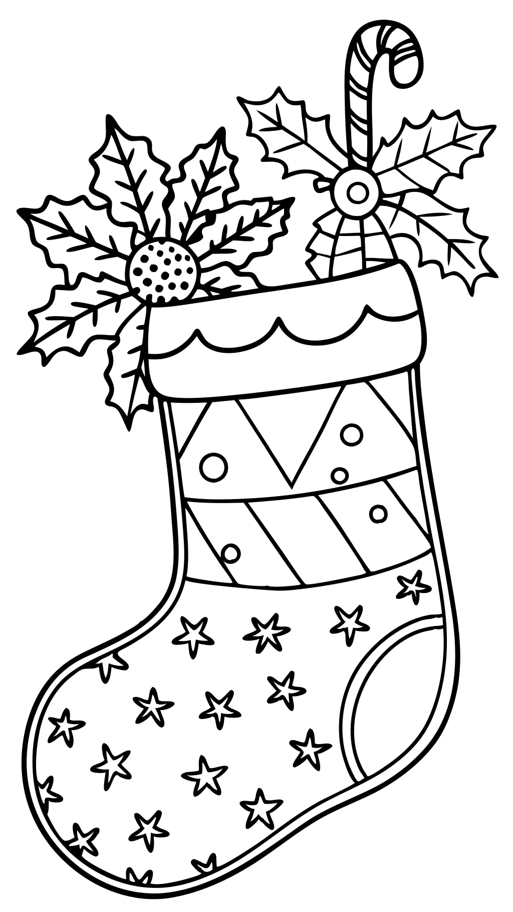 coloring page of a stocking